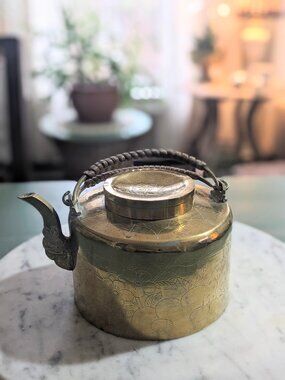 Chinese Brass Teapot with Bamboo Handles (Swinging)